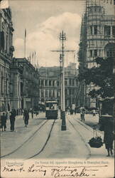 Hong Kong Tram on Des Voeux Road, Opposite Hongkong & Shanghai Bank Postcard