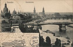 Carolabrücke Bridge and Dresden Skyline, Germany Postcard