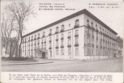 Hotel de France et Grand Hotel Réunis, Nevers, France Postcard