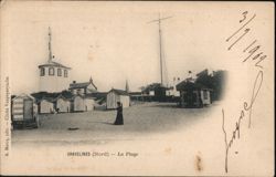 Beach Huts and Lookout Tower, Gravelines, France Postcard Postcard Postcard