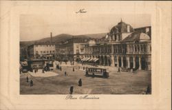 Place Masséna, Nice, France: Trams, Pedestrians, and Cityscape Postcard