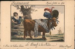 Le Boeuf à la Mode Restaurant Advertisement, Paris Postcard