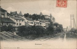 Grandson, Switzerland: Castle and Railway View Postcard