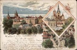 Lausanne Cityscape with Cathedral View, Switzerland Postcard