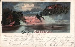 Rhine Falls Illuminated at Night, Switzerland Postcard