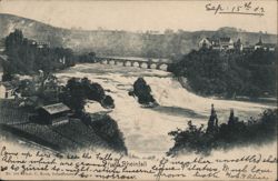 Rhine Falls Bridge and River Landscape, Schaffhausen, Switzerland Postcard