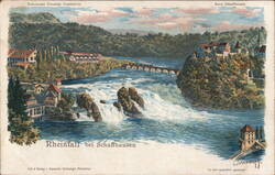 Rhine Falls at Schaffhausen, Switzerland: Scenic River View Postcard