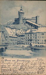 Munot Fortress in Winter, Schaffhausen, Switzerland Postcard