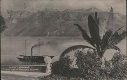 Ouchy-Lausanne: Quays and Savoy Mountains on Lake Geneva Postcard