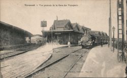 Tarascon Train Station with Steam Locomotive Postcard