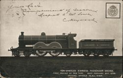 Lancashire & Yorkshire Railway Ten-Wheeled Express Passenger Engine Postcard