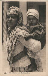 Mother and Child in Traditional Algerian Clothing Black Americana Postcard Postcard Postcard