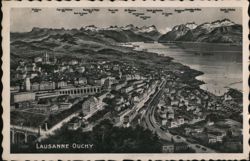 Lausanne-Ouchy: Aerial View of City and Lake Geneva Postcard