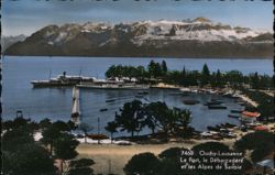 Ouchy-Lausanne: Le Port, le Débarcadère et les Alpes de Savoie Switzerland Postcard Postcard Postcard