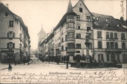 Oberstadt Street View with Munot Tower, Schaffhausen, Switzerland Postcard