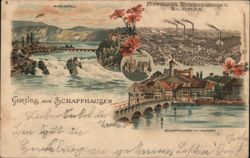 Rhine Falls, Laufen Castle, Schaffhausen Munot, Hoffmann Starch Factories Switzerland Postcard Postcard Postcard