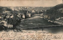 Schaffhausen Rhine River Panoramic View with Bridge Postcard