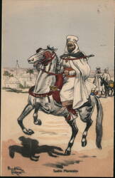 Moroccan Spahi Cavalryman on Horseback Postcard