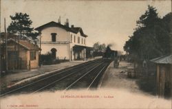 Le Péage-de-Roussillon Train Station with Steam Locomotive Postcard