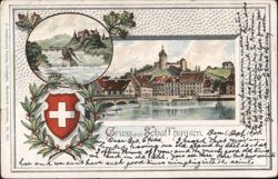 Schaffhausen Rhine Falls & Munot Fortress Switzerland Postcard