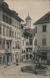 Schaffhausen: Tellbrunnen with Munot Tower Postcard