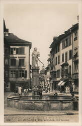 Mohrenbrunnen Fountain and Vorstadt Street, Schaffhausen Postcard