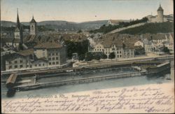 Schaffhausen Rhine River Waterfront View, Switzerland Postcard