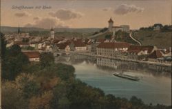 Schaffhausen with Rhine River and Munot Fortress Postcard