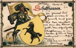 Schaffhausen Knight and Ram Coat of Arms Postcard