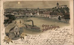 Schaffhausen Cityscape with Rhine River Steamer, Switzerland Postcard Postcard Postcard