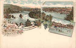 Rhine Falls and Schaffhausen Cityscapes, Switzerland Postcard Postcard Postcard