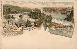 Rhine Falls and Schaffhausen Cityscape, Switzerland Postcard