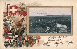 Schaffhausen, Switzerland Panoramic City View with Rhine River Postcard