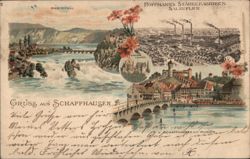 Rhine Falls, Laufen Castle, Schaffhausen & Hoffmann's Starch Factories Postcard