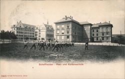 Schaffhausen Real und Kantonsschule Students Exercising Postcard