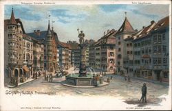 Fronwagplatz Fountain and Town Square, Schaffhausen, Switzerland Postcard