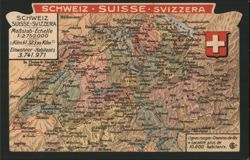 Map of Switzerland with Cities, Railways, and Population Data Postcard