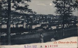 La Chaux-de-Fonds at Night Under the Full Moon Postcard