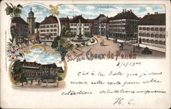 Souvenir de la Chaux-de-Fonds: City Views & Hotel des Arts Réunis Postcard