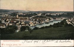 Schaffhausen, Switzerland Panoramic View with River and Bridge Postcard