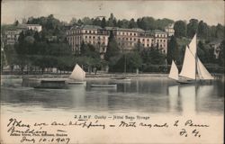 Hotel Beau Rivage, Ouchy, Switzerland with Sailboats Postcard