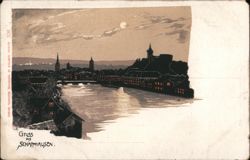 Schaffhausen at Night, Switzerland Postcard