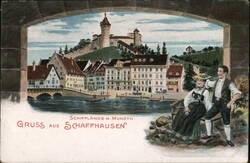 Schaffhausen Munot Fortress and Rhine River View Postcard