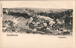 Schaffhausen Panoramic View with River and Railway Postcard