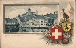 Munot Fortress and Rhine River, Schaffhausen, Switzerland Postcard Postcard Postcard