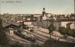 Schaffhausen Bahnhof Train Station Switzerland Postcard