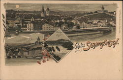 Gruss aus Schaffhausen: Rheinfall and City Overview Postcard