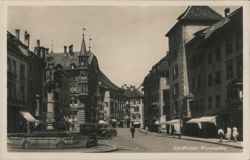 Fronwagplatz Fountain and Street Scene in Schaffhausen, Switzerland Postcard