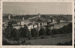 Schaffhausen Switzerland River Rhine View with Munot Fortress Postcard Postcard Postcard