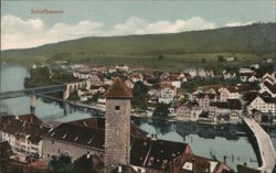 Schaffhausen, Switzerland: Panoramic City View with Rhine River and Bridge Postcard